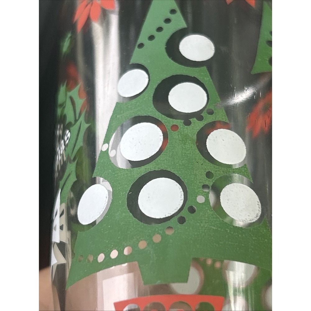 Vtg Set of 2 Continental Can MCM Christmas Holiday Glasses Wreath Poinsettia C - Picture 14 of 16